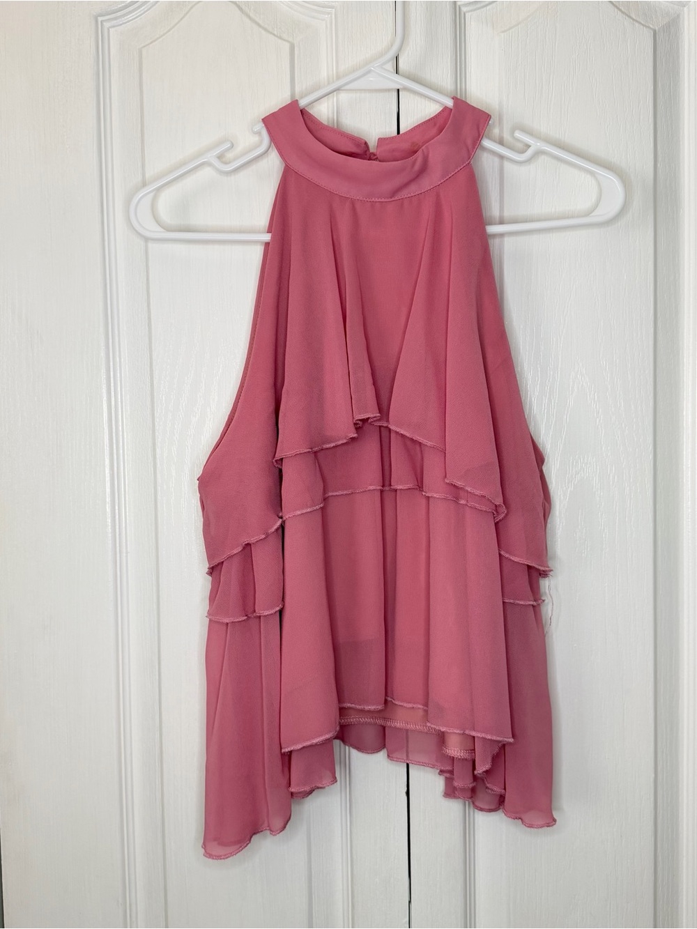 SHEIN Dusty Rose Tiered Halter Top M Flowy Dainty